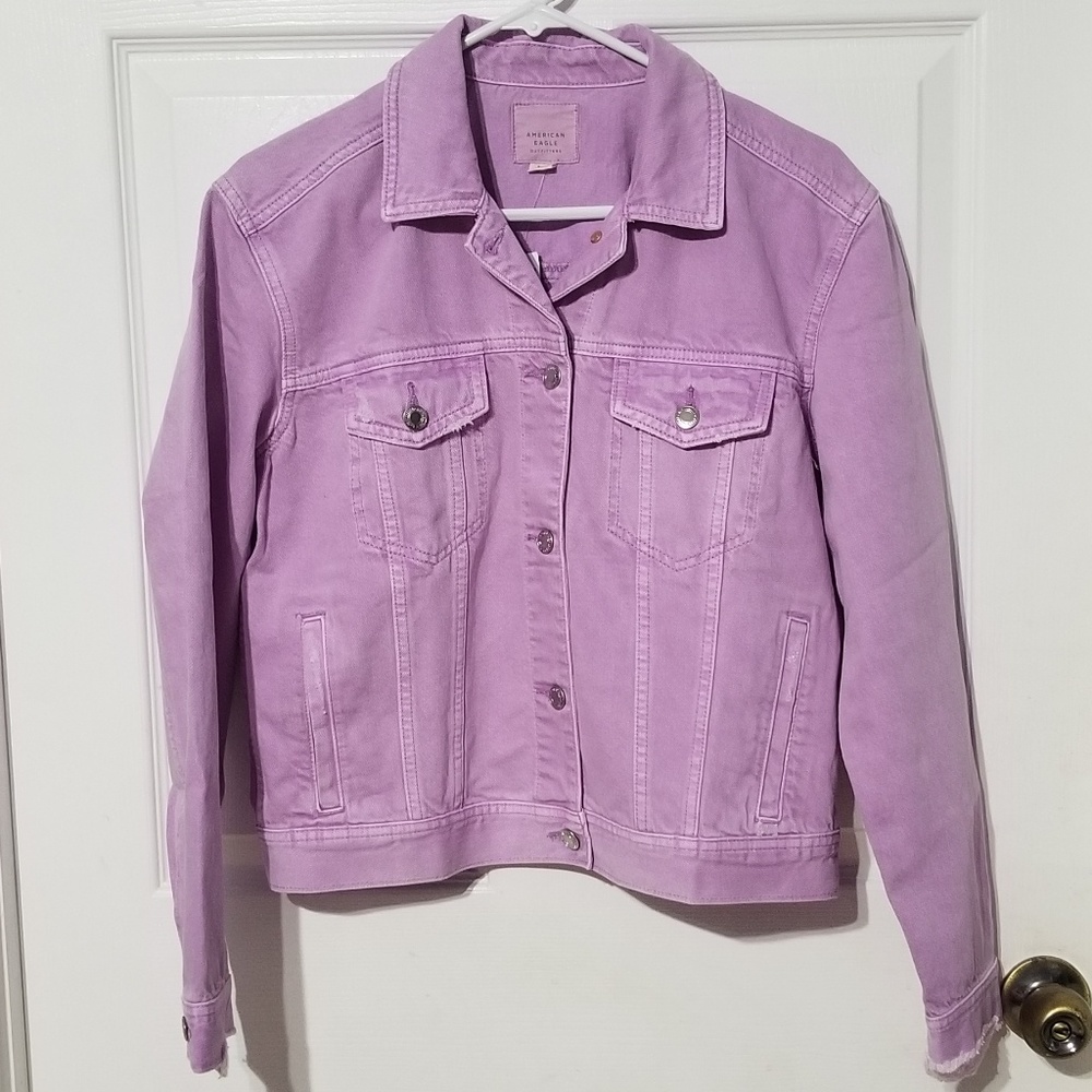 American Eagle Outfitters Purple Distressed Jacket